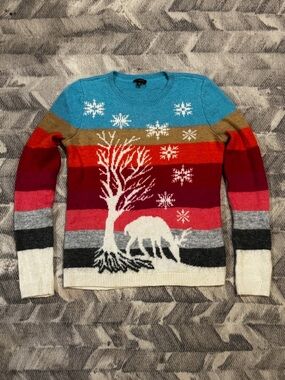 Talbots Pullover Sweater Striped Mohair Wool Colorful Winter Women's Size Medium